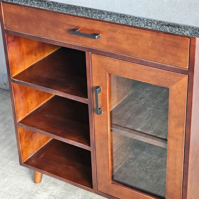 Bàn đảo bếp 80x50x87cm gỗ cao su mặt đá KISL010