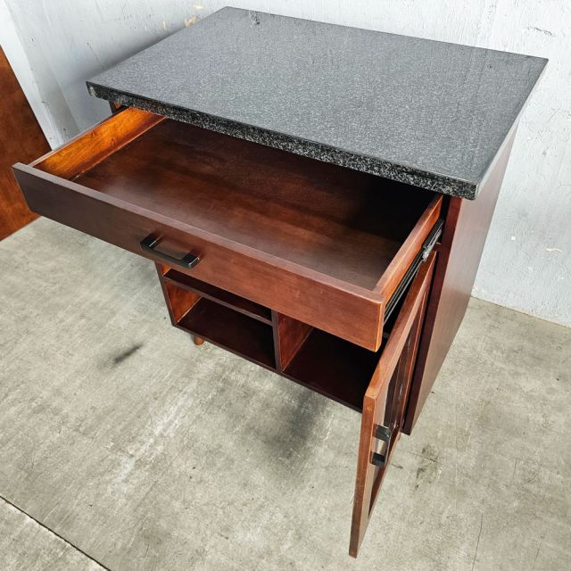 Bàn đảo bếp 80x50x87cm gỗ cao su mặt đá KISL010