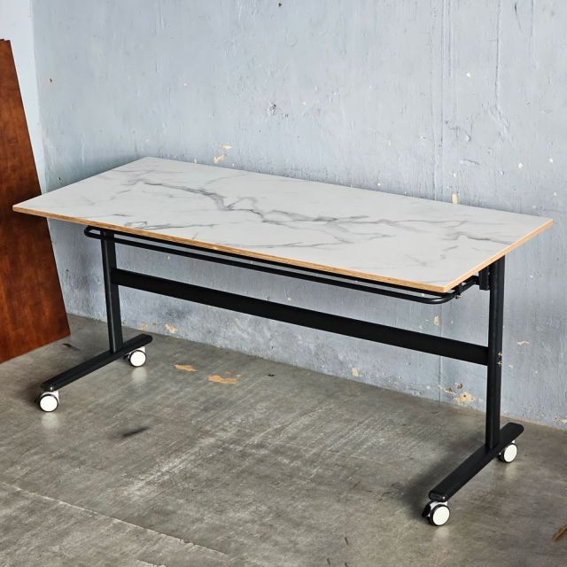 Bàn đào tạo di động gấp gọn 160x70cm gỗ plywood vân đá SPD68257