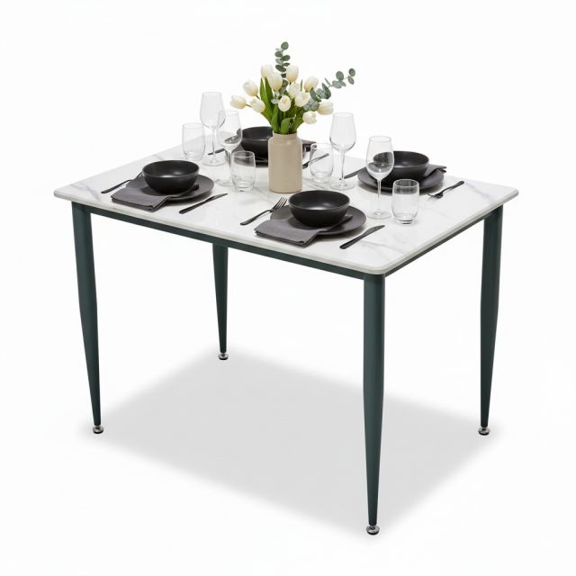 Bàn ăn 100x70cm mặt đá ceramic vân mây chân hệ CONE BA68305