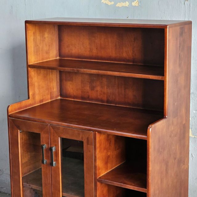 Tủ phòng ăn cửa kính 88x48x130cm gỗ cao su khung chân sắt TPA023