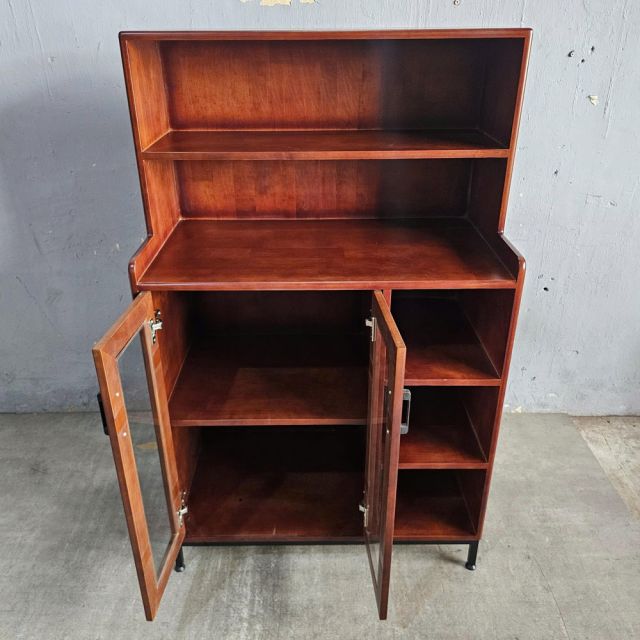 Tủ phòng ăn cửa kính 88x48x130cm gỗ cao su khung chân sắt TPA023