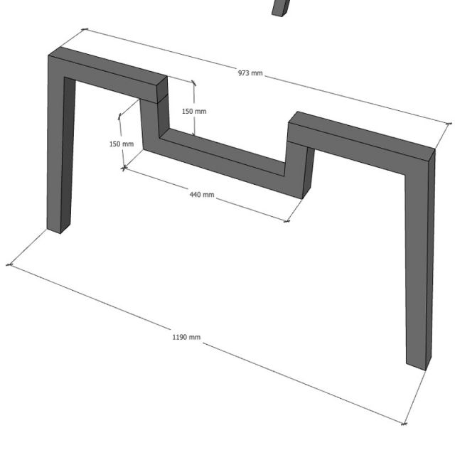 Chân sắt lắp ráp cho bàn 340x120cm hệ Aton HCAT028