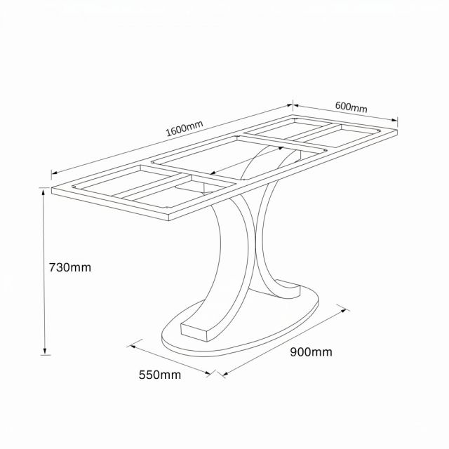 Chân bàn sắt 160x60cm sơn tĩnh điện CHB68102