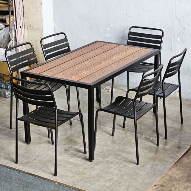 Combo bàn ngoài trời và 6 ghế sắt CBNT023