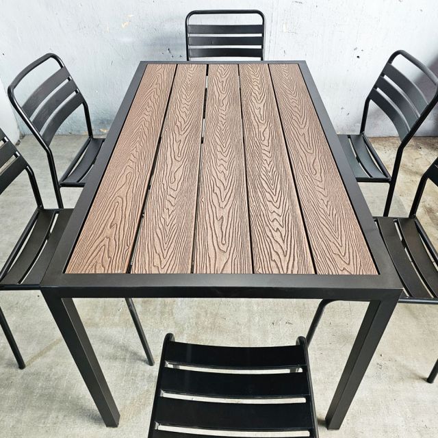 Combo bàn ngoài trời và 6 ghế sắt CBNT023