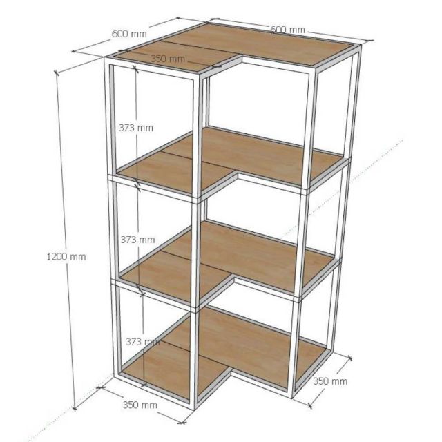 Kệ góc tường 4 tầng 60x60x120cm gỗ plywood KGT68055