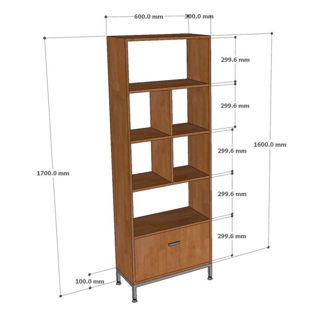 Kệ trang trí 60x30x170cm gỗ cao su KTT68061