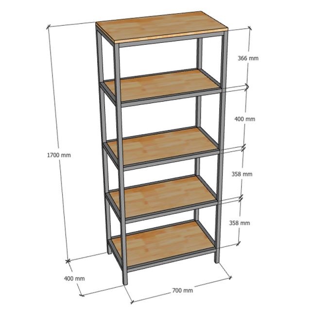 Kệ trang trí 5 tầng 70x40x170cm gỗ cao su KTT68058