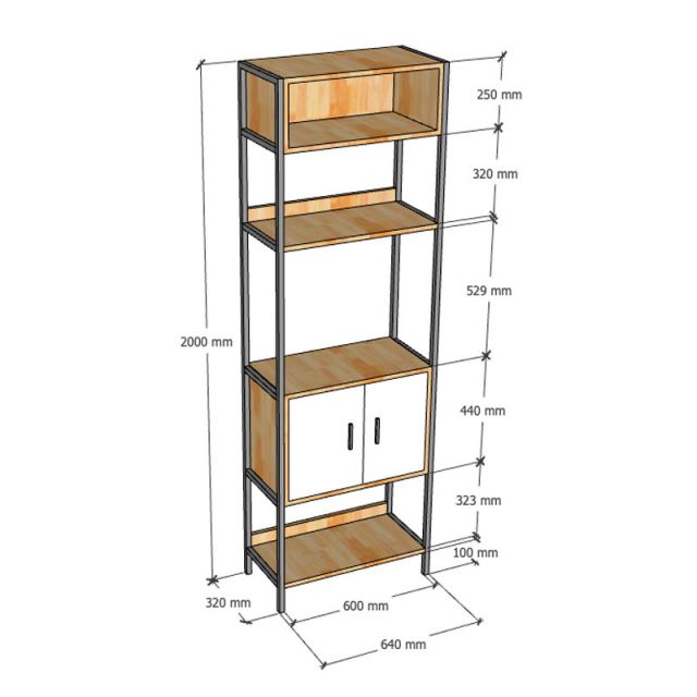 Kệ trang trí 60x32x200cm gỗ cao su KTT68057