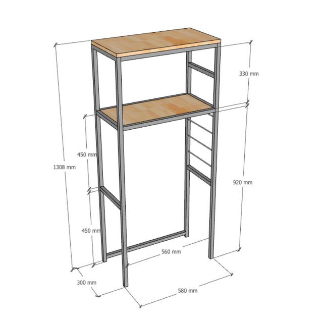 Kệ tủ lạnh 58x30x132cm gỗ cao su KTLA006
