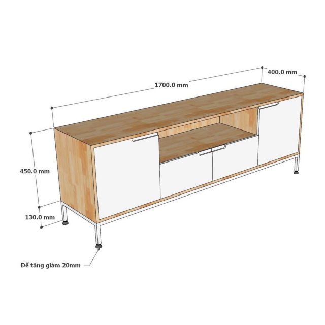 Kệ TV 170x40x60cm gỗ cao su KTV68127