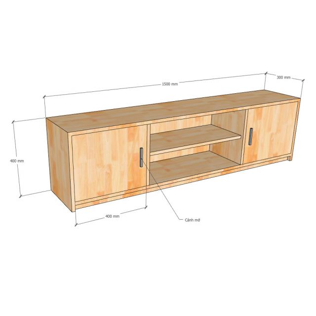 Kệ tủ TV 150x30x40cm gỗ cao su KTV68129