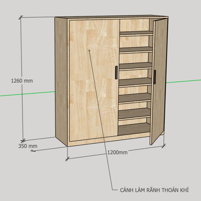 Tủ giày dép 120x35x126cm gỗ cao su KG68112