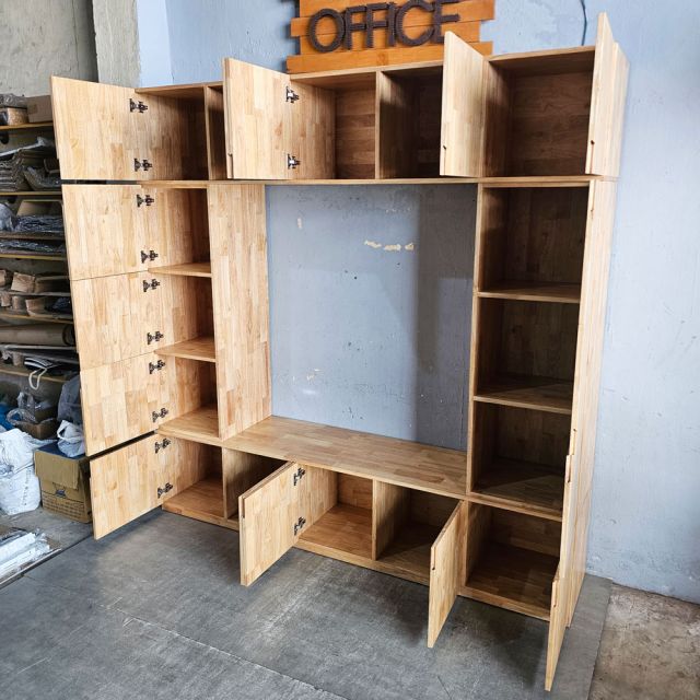 Tủ locker văn phòng 220x45x223cm gỗ cao su THSL012