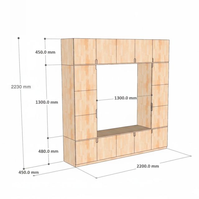 Tủ locker văn phòng 220x45x223cm gỗ cao su THSL012
