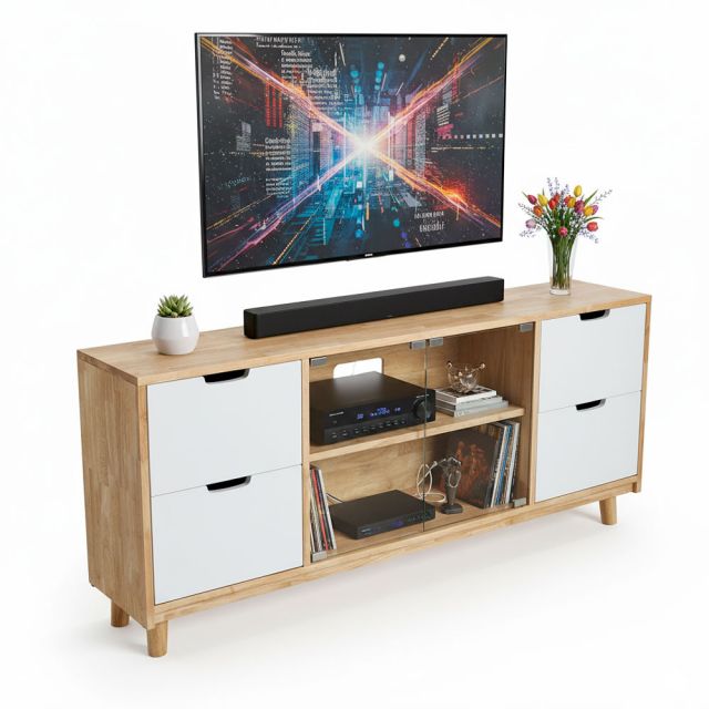 Kệ tủ TV 150x30x65cm gỗ cao su KTV68131