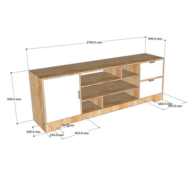 Kệ TV 170x40x60cm gỗ cao su KTV68126