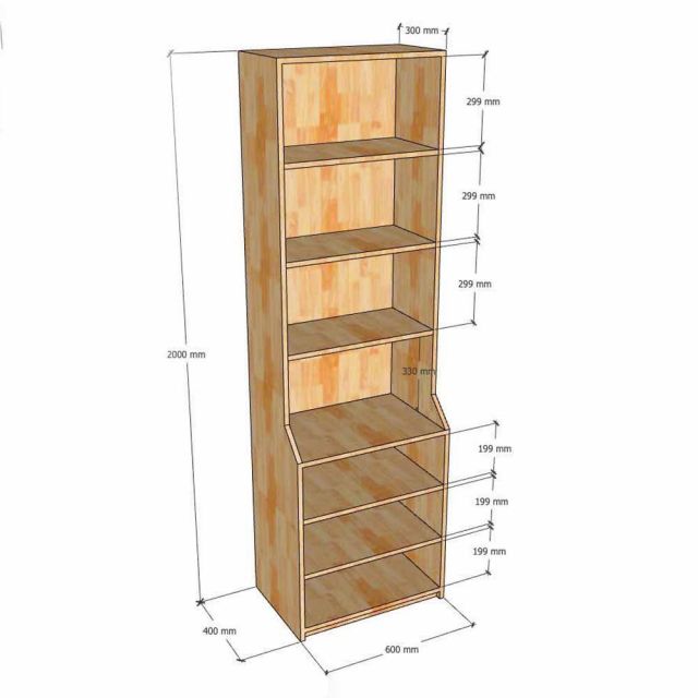 Kệ để đồ JIPON 60x40x200cm gỗ cao su KTT68066