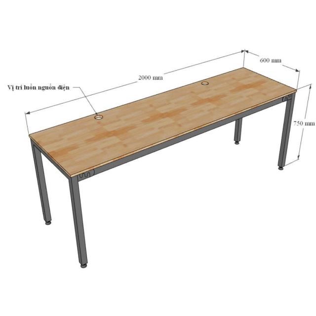 Bàn làm việc 200x60cm gỗ cao su hệ UConcept HBUC071