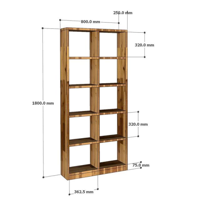 Kệ sách 5 tầng 80x25x180cm gỗ tràm KS68362