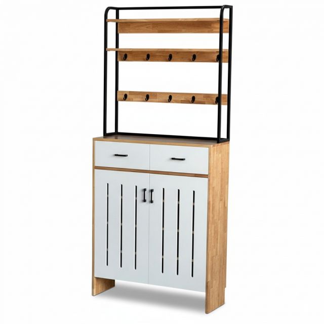 Kệ tủ để giày dép 100x35x224cm gỗ cao su khung sắt