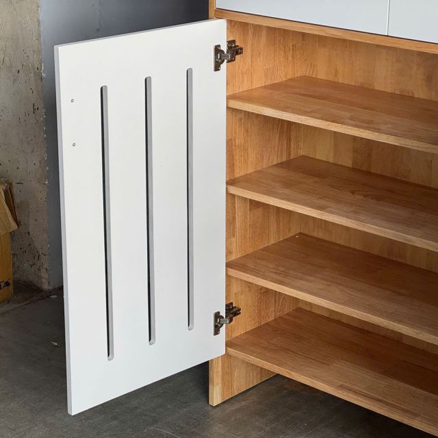 Kệ tủ để giày dép 100x35x224cm gỗ cao su khung sắt KG68114