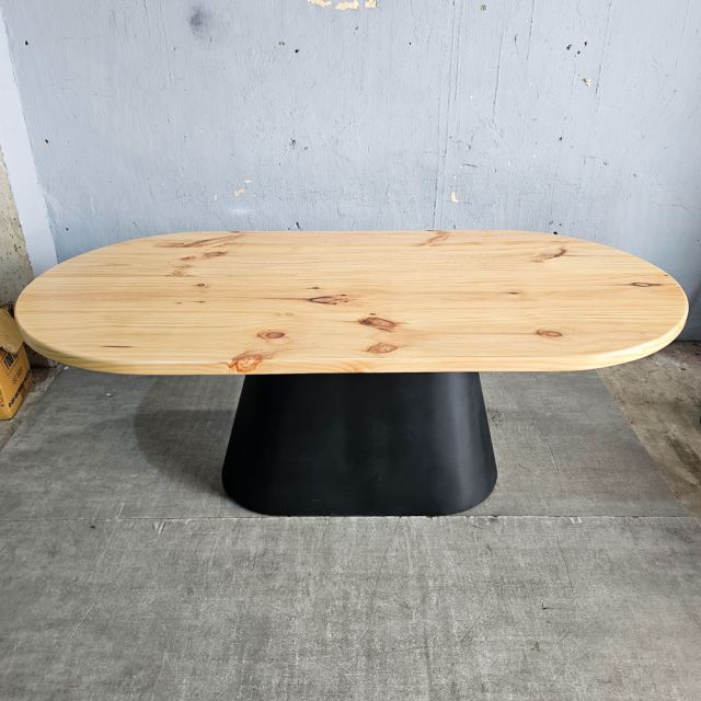 Combo bàn ăn Oval gỗ thông 200x100cm và 8 ghế PLC BBA230