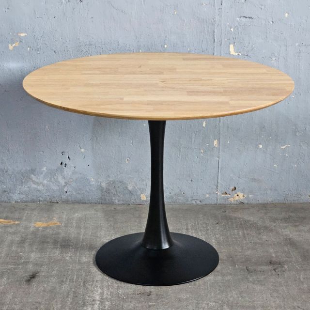 Bàn ăn tròn 100x100cm gỗ cao su chân Tulip BA68307