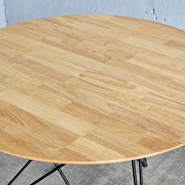 Bàn ăn tròn 100cm gỗ cao su chân sắt Hairpin BA68308
