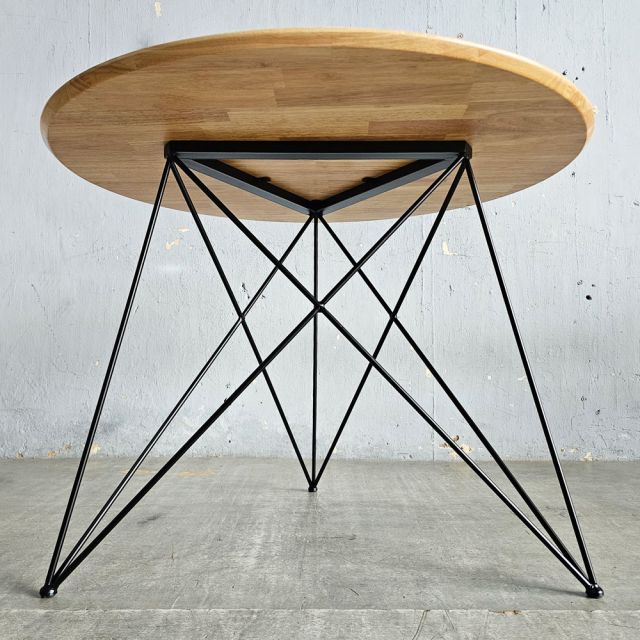 Bàn ăn tròn 100cm gỗ cao su chân sắt Hairpin BA68308