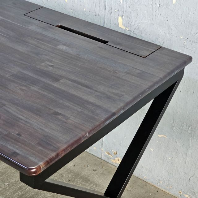 Bàn có hộp điện 200x80cm gỗ tràm chân chữ X ZD036