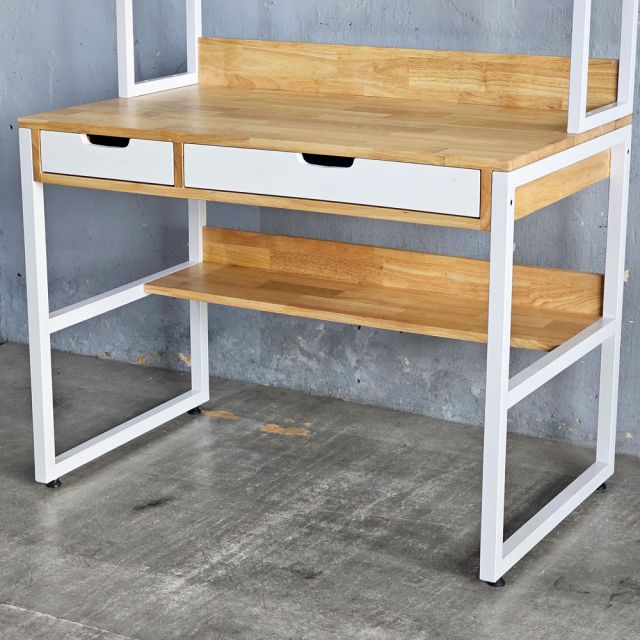 Bàn làm việc liền kệ 100x60x150cm gỗ cao su FD68086