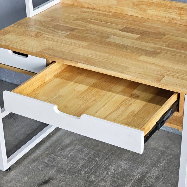 Bàn làm việc liền kệ 100x60x150cm gỗ cao su FD68086