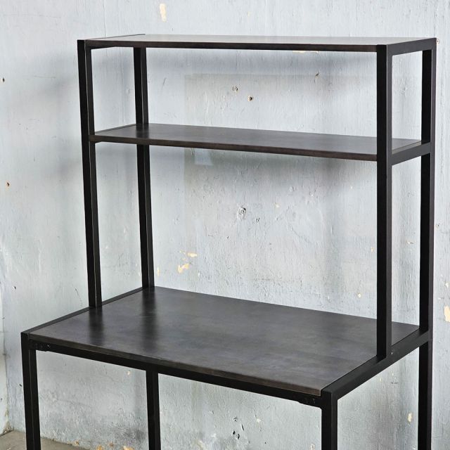 Bàn máy tính liền kệ 100x60x150cm gỗ cao su CD68046