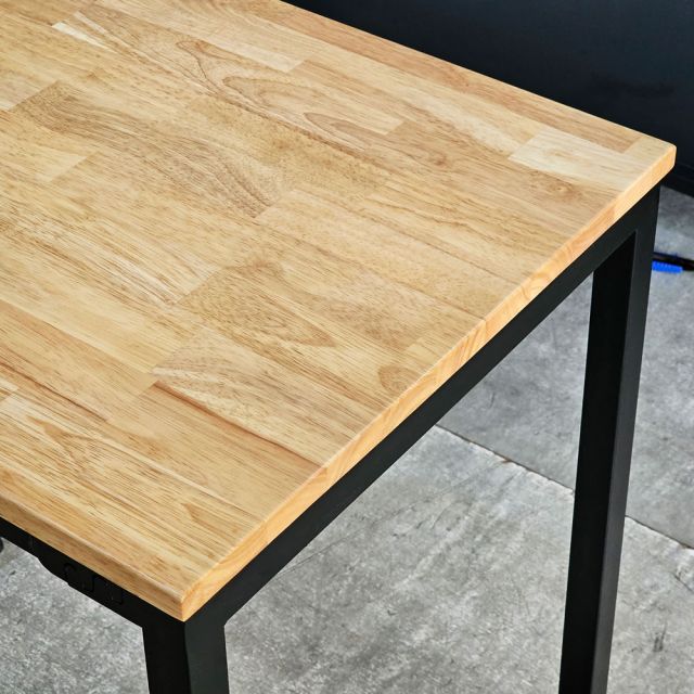 Bàn mini 70x70x75cm gỗ cao su chân sắt lắp ráp IDE68015