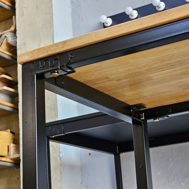 Bàn mini 70x70x75cm gỗ cao su chân sắt lắp ráp IDE68015