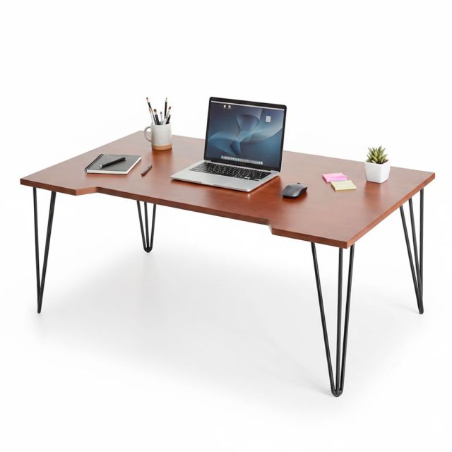 Bàn làm việc ngồi bệt 100x60cm gỗ cao su chân Hairpin SPD68258
