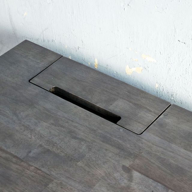 Bàn làm việc có hộp điện 160x60cm gỗ cao su chân sắt Hệ Rectang HBRT127