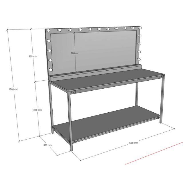 Bàn trang điểm 200x80x186cm gỗ cao su BTD68084