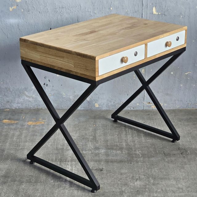 Bàn trang điểm 80x55cm gỗ cao su chân sắt hệ X BTD68082