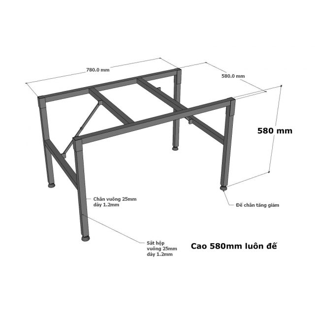 Bàn gấp gọn 80x60x60cm gỗ cao su SPD68250