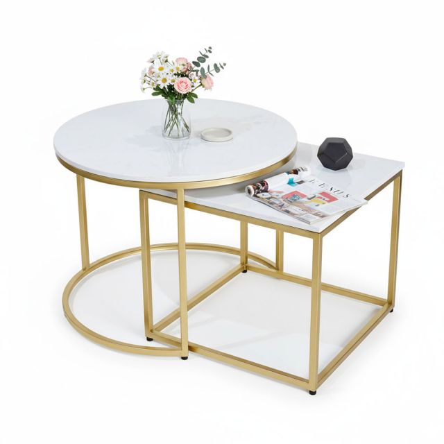 Bàn sofa đôi mặt đá khung sắt TT68364