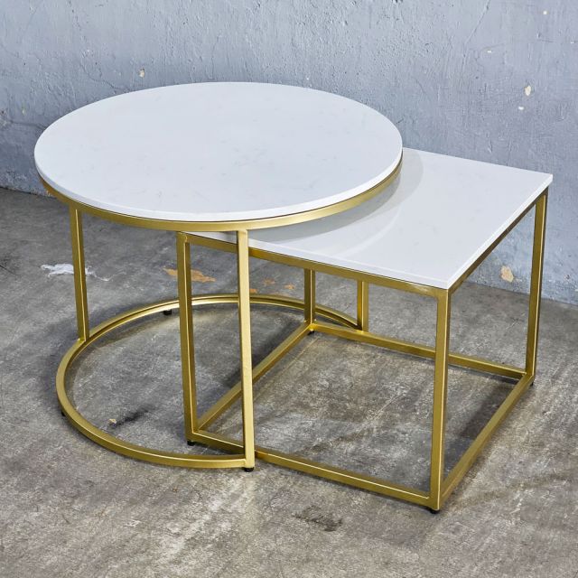 Bàn sofa đôi mặt đá khung sắt TT68364