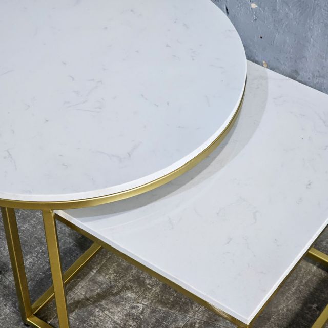 Bàn sofa đôi mặt đá khung sắt TT68364