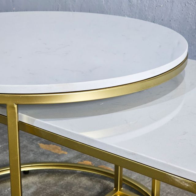 Bàn sofa đôi mặt đá khung sắt TT68364