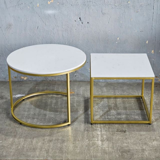 Bàn sofa đôi mặt đá khung sắt TT68364