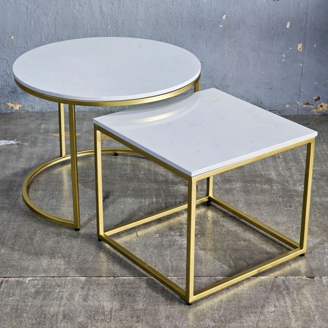 Bàn sofa đôi mặt đá khung sắt TT68364