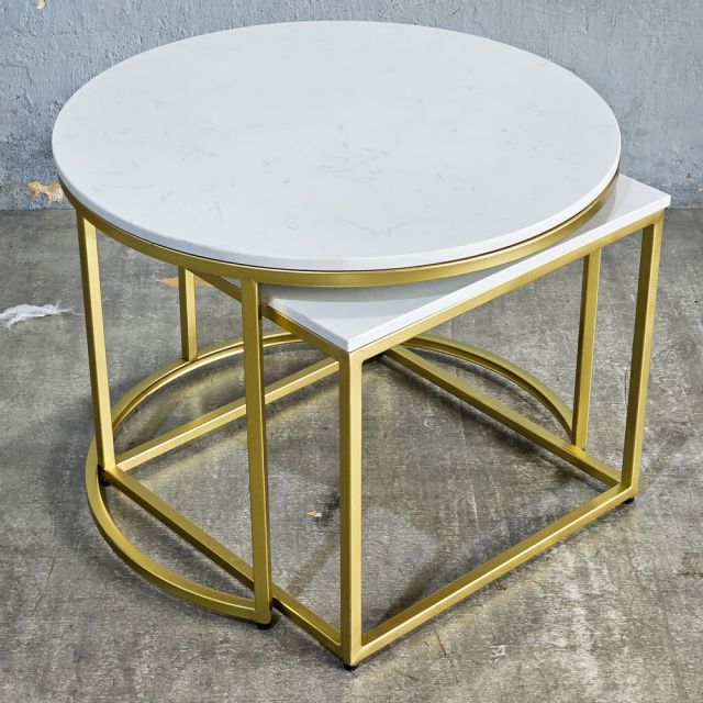 Bàn sofa đôi mặt đá khung sắt TT68364