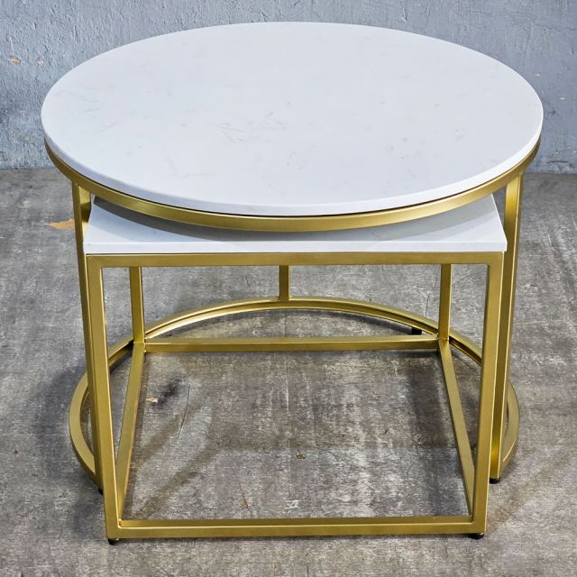 Bàn sofa đôi mặt đá khung sắt TT68364